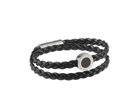 bvlgari men's leather bracelet